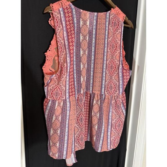 SELF ESTEEM Women's 1X Boho Lace Multicolored Open Flowy Sleeveless Vest‎ - Picture 3 of 7